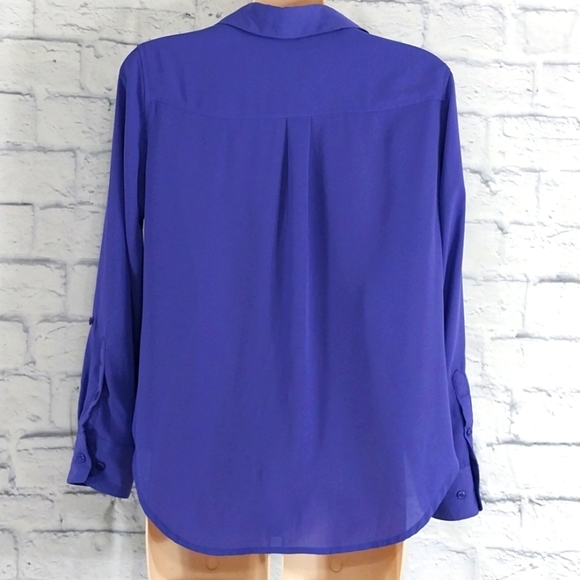 Investments Petites Top Purple Button Down Career Office Sz PS - Picture 4 of 5